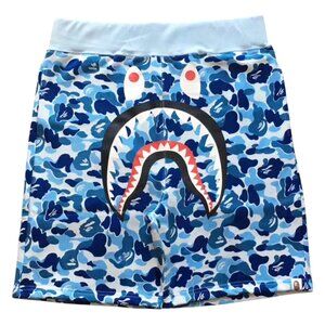 BAPE ABC Camo Shark Sweat Shorts Blue | A Bathing Ape